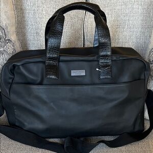 Jimmy Choo Black Croc-Embossed Duffel Bag